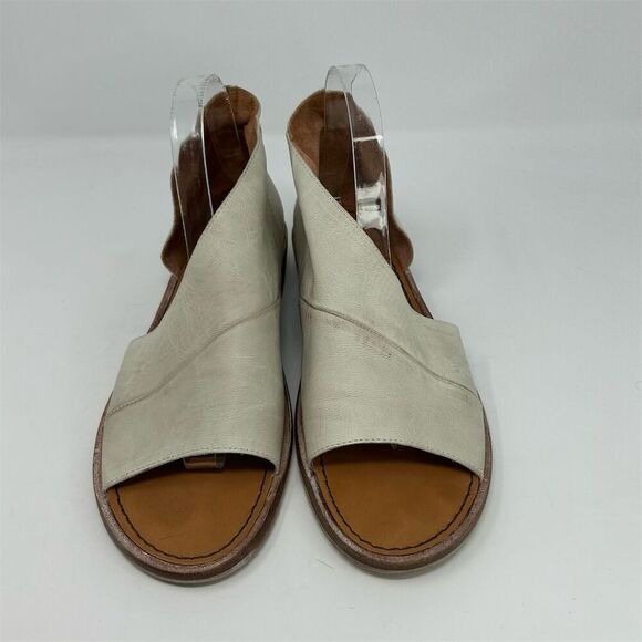 Free People Mont Blanc White Cream Leather Heeled Sandals Size 40 (US 10) - Picture 4 of 13